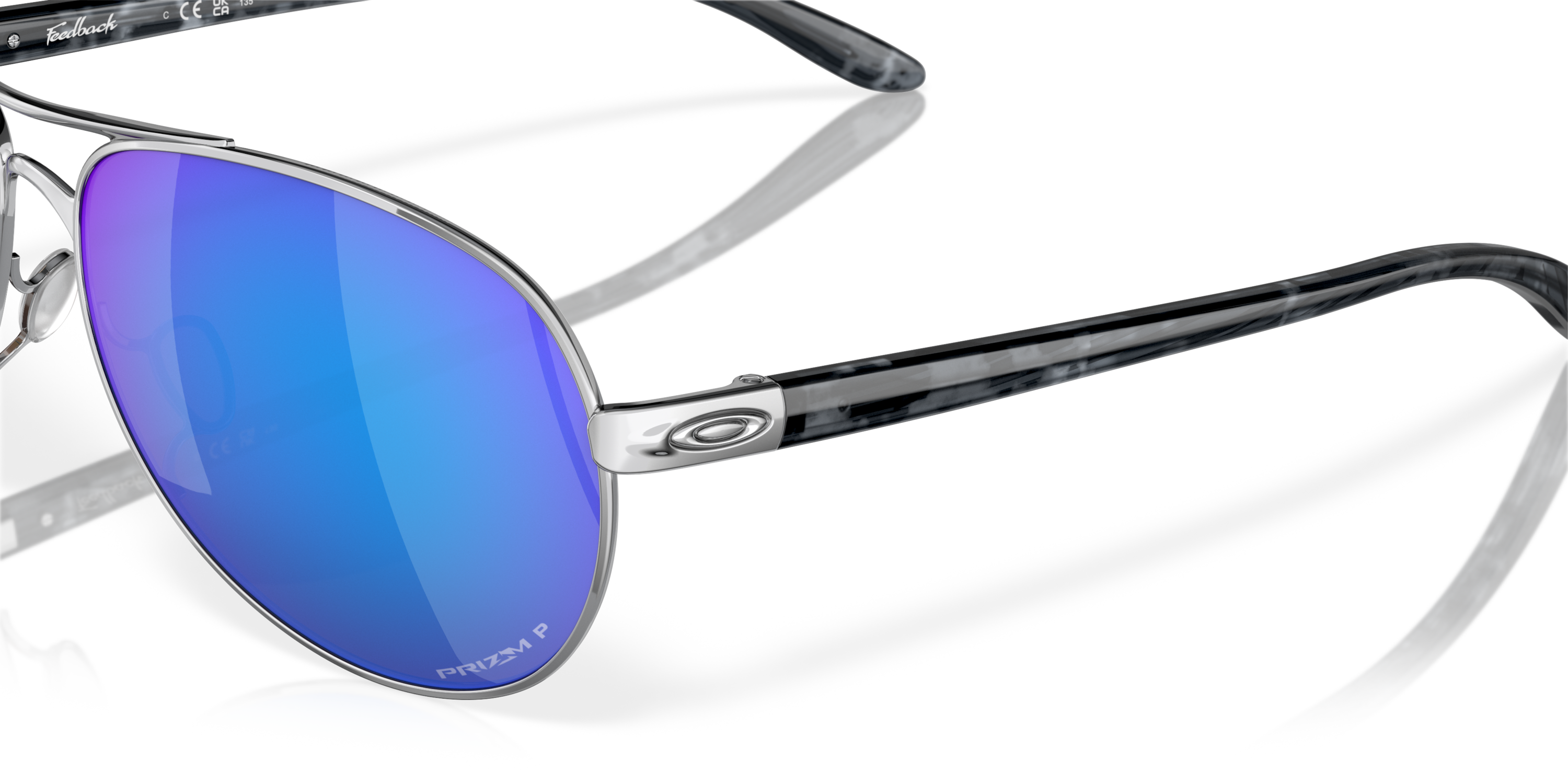 Feedback Prizm Sapphire Polarized Lenses, Polished Chrome Frame Sunglasses