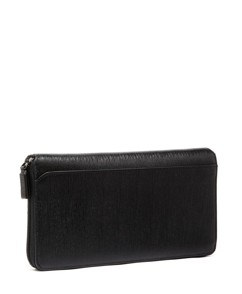Tumi Nassau Leather Zip Around Travel Wallet Black Embossed