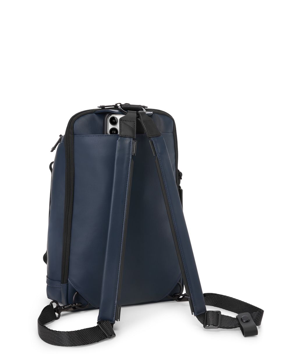 Tumi Alpha Bravo Knight Sling Backpack in Navy Coated Canvas
