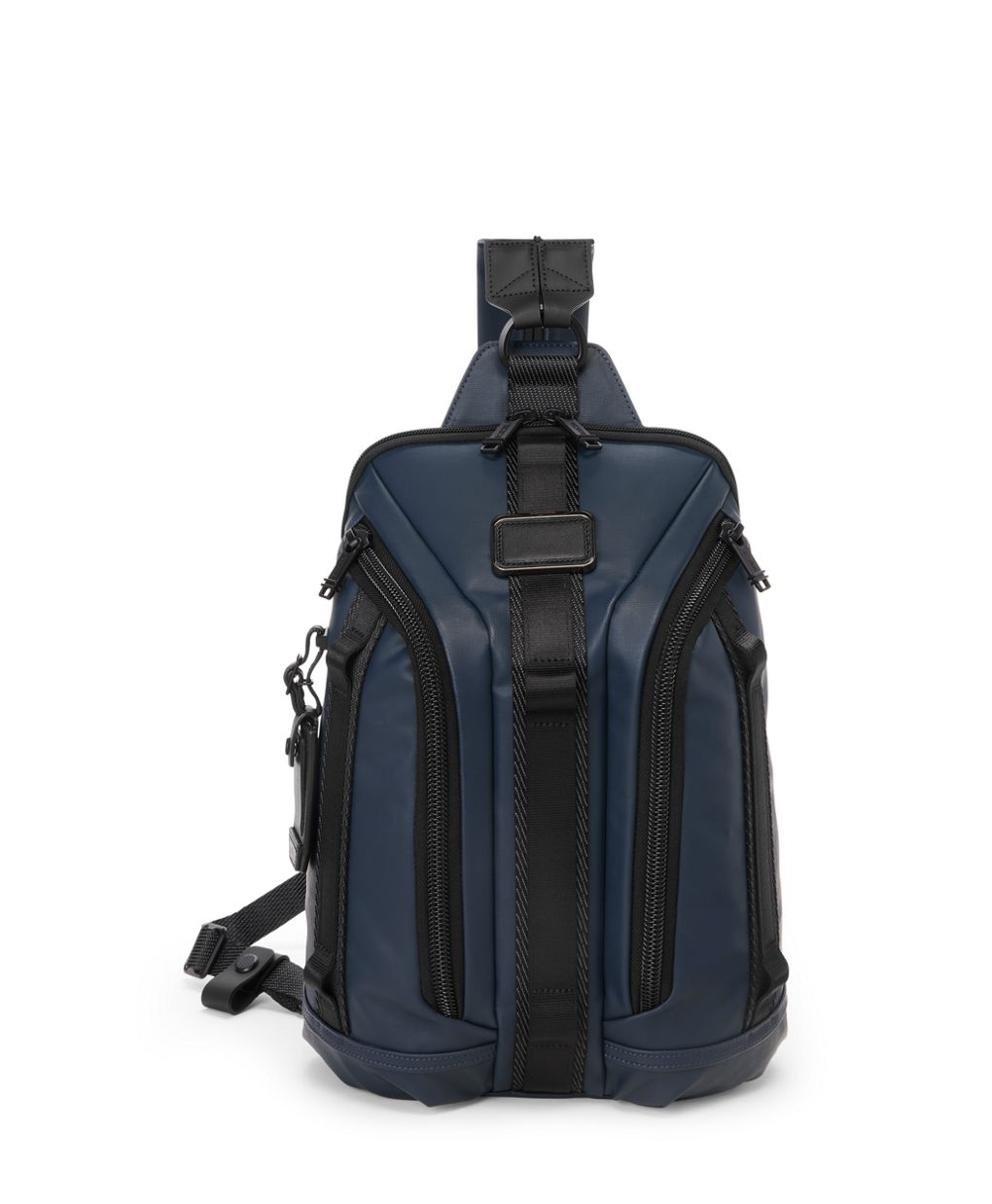 Tumi Alpha Bravo Knight Sling Backpack in Navy Coated Canvas