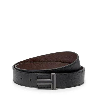 T Buckle Reversible Leather Belt 35mm