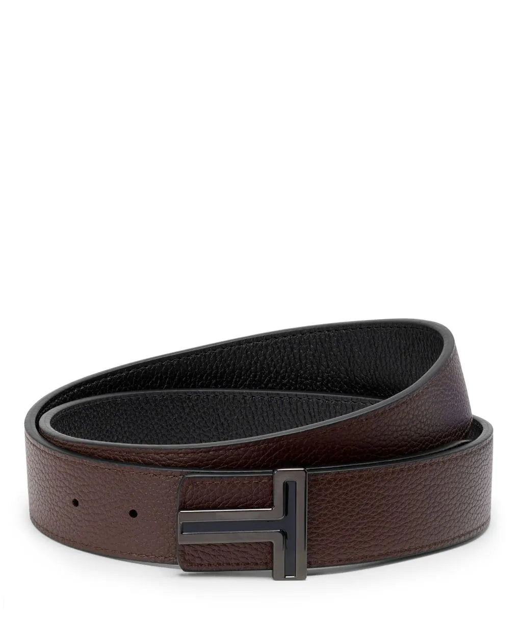 T Buckle Reversible Leather Belt 35mm