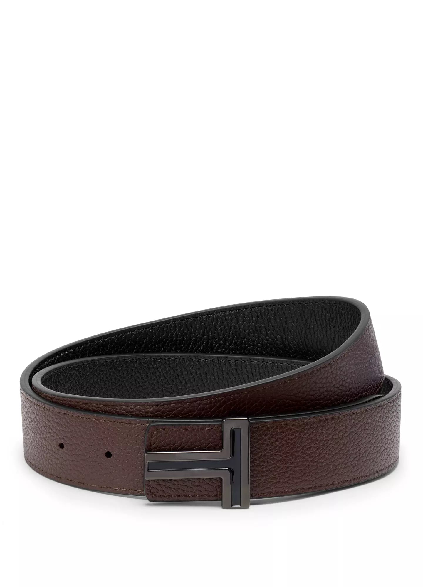 T Buckle Reversible Leather Belt 35mm