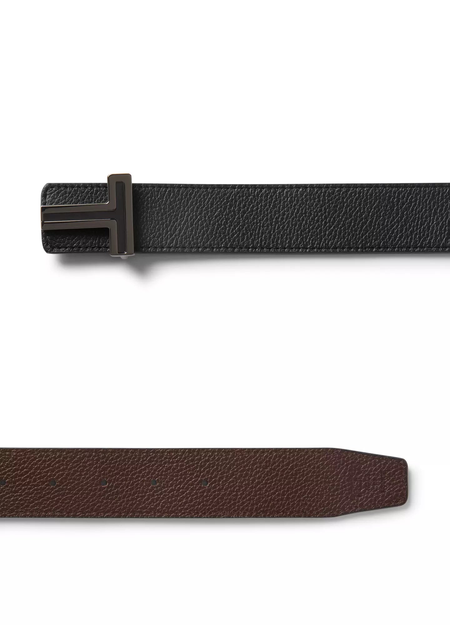 T Buckle Reversible Leather Belt 35mm