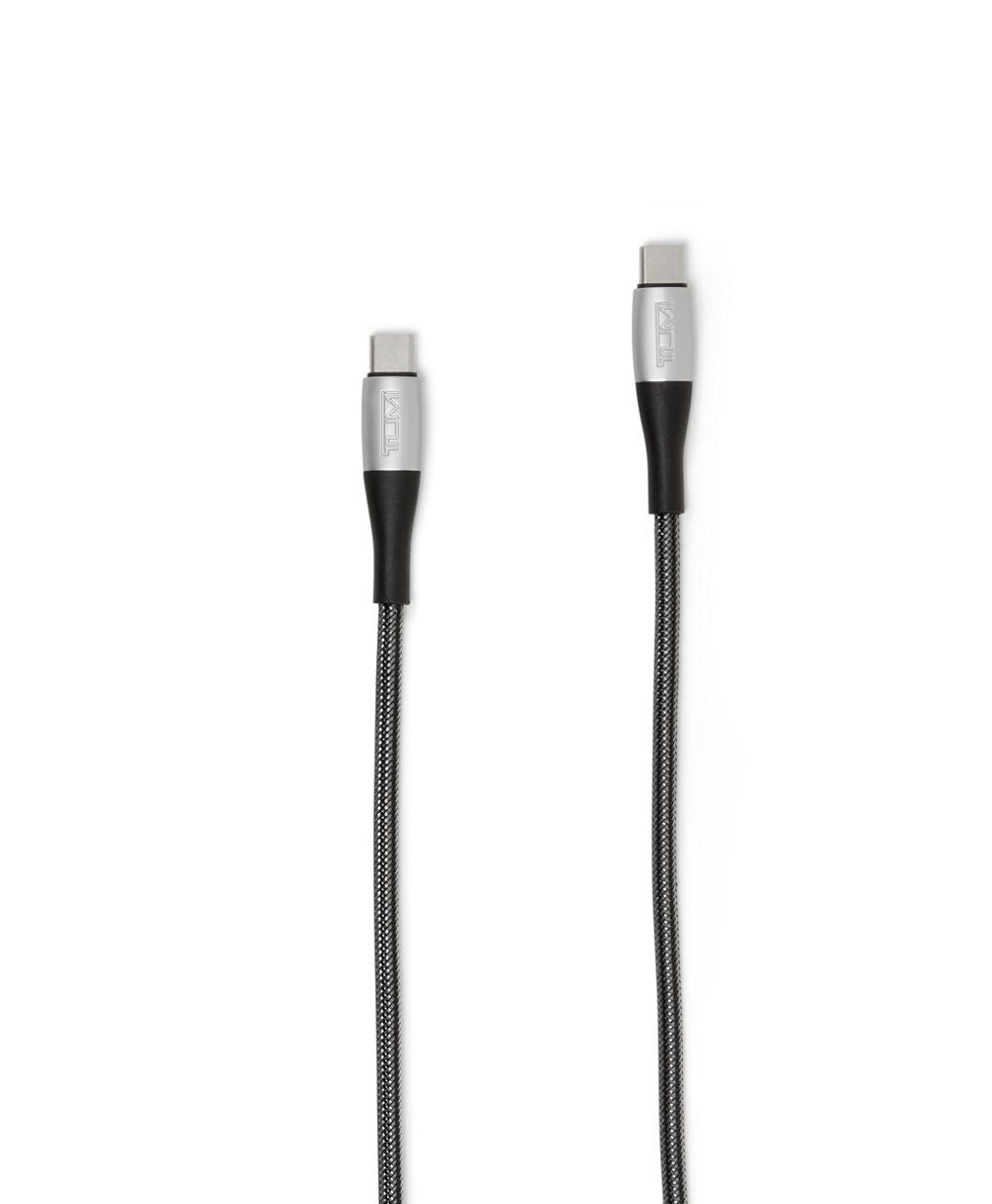 Tumi Mobile Accessories USB-C-USB-C CABLE Black Silver Reinforced Knit