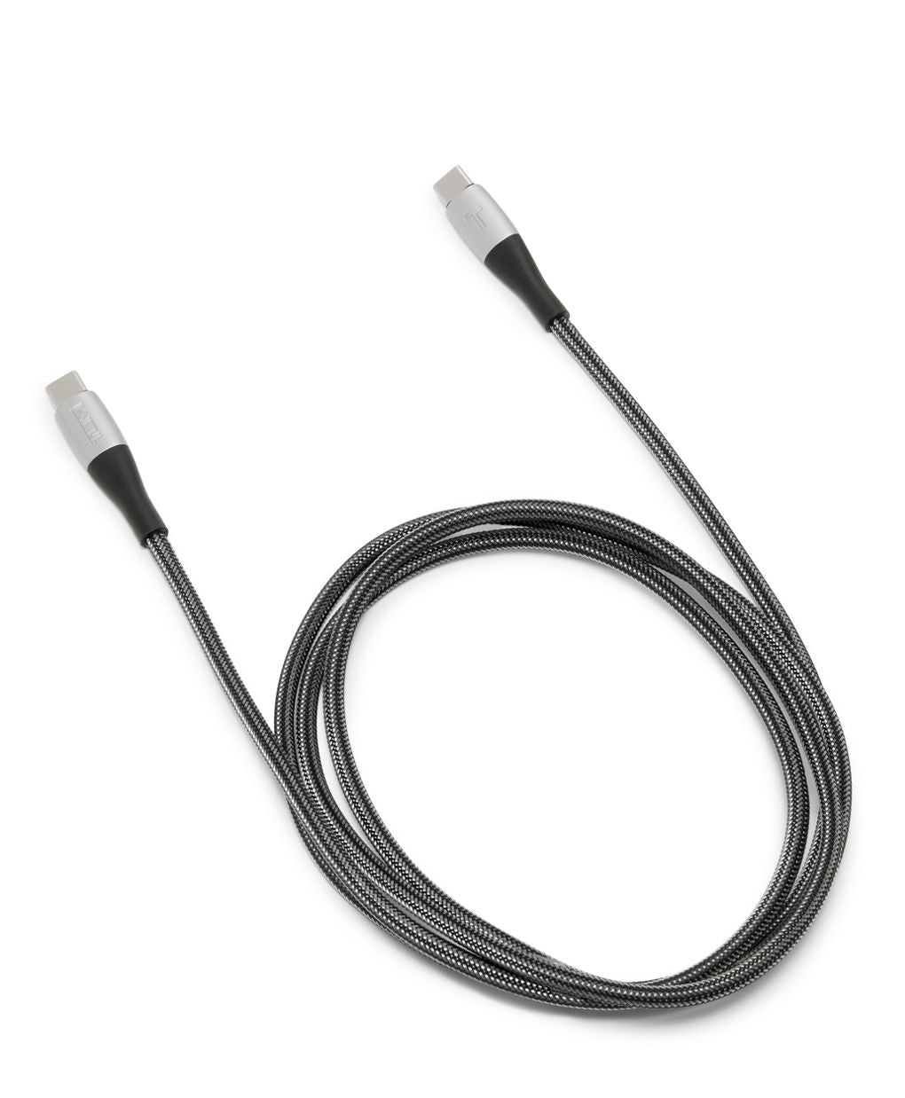 Tumi Mobile Accessories USB-C-USB-C CABLE Black Silver Reinforced Knit