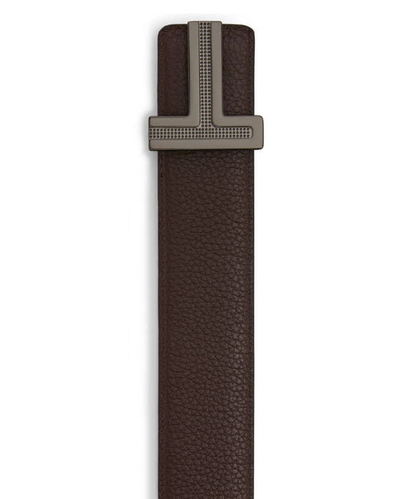 T Buckle Reversible Leather Belt 35mm