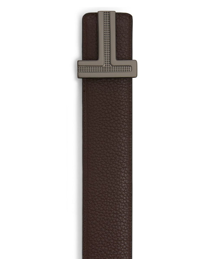T Buckle Reversible Leather Belt 35mm