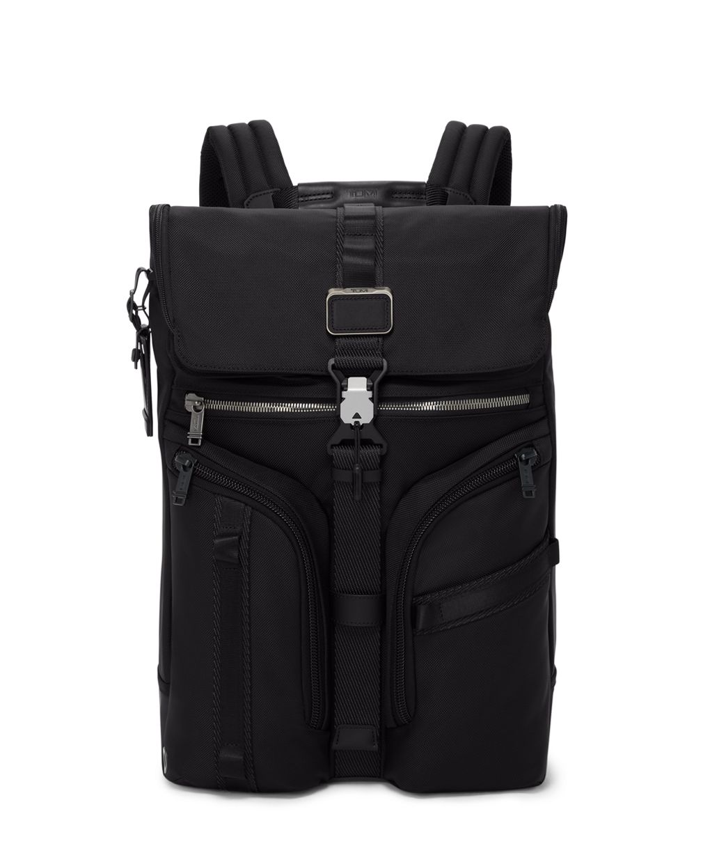 Tumi Alpha Bravo Surveillance Flap Backpack Black Ballistic Nylon
