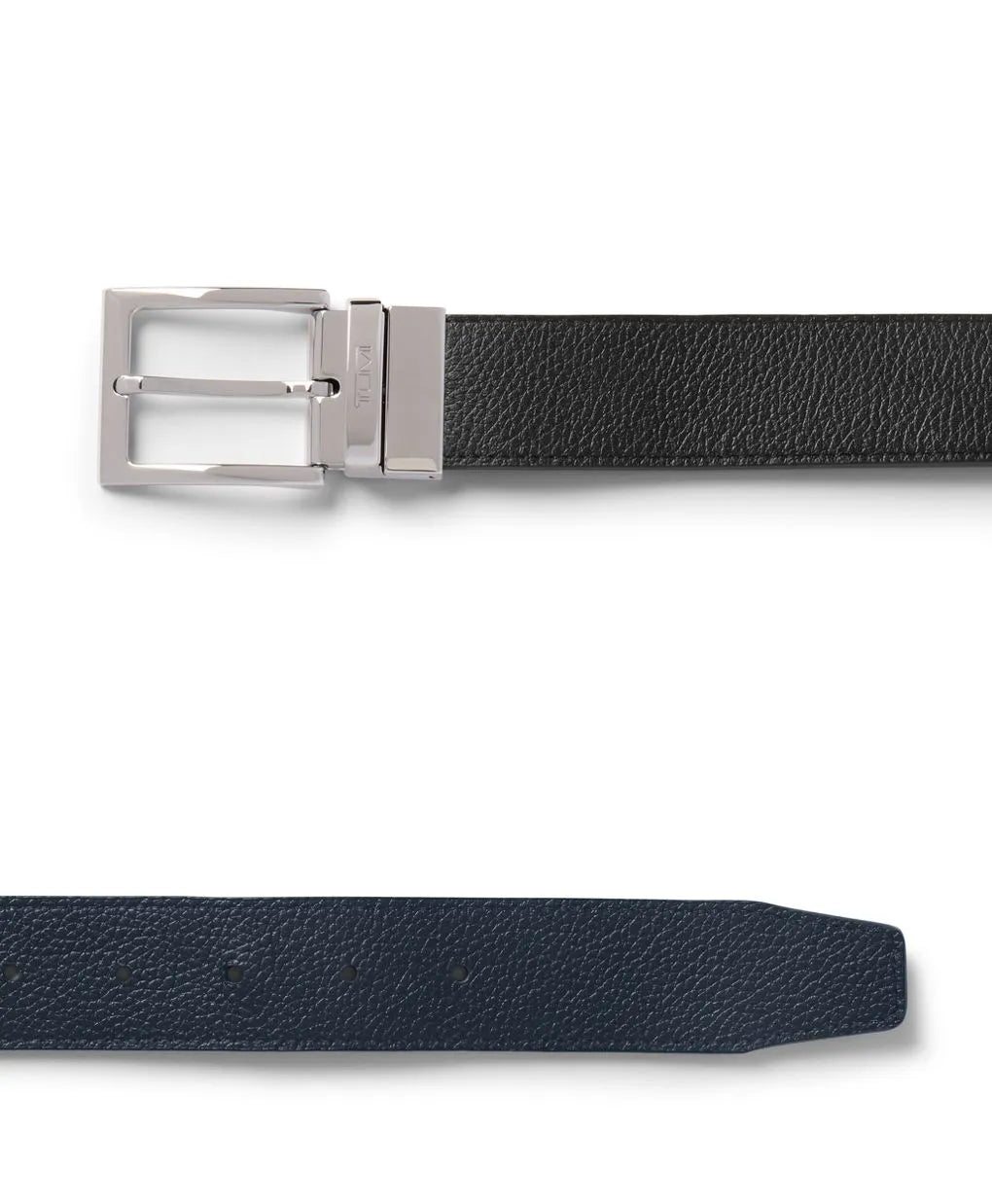 Rectangle Reversible Pebbled Leather Belt 35mm