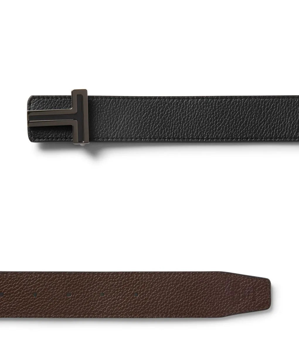 T Buckle Reversible Leather Belt 35mm