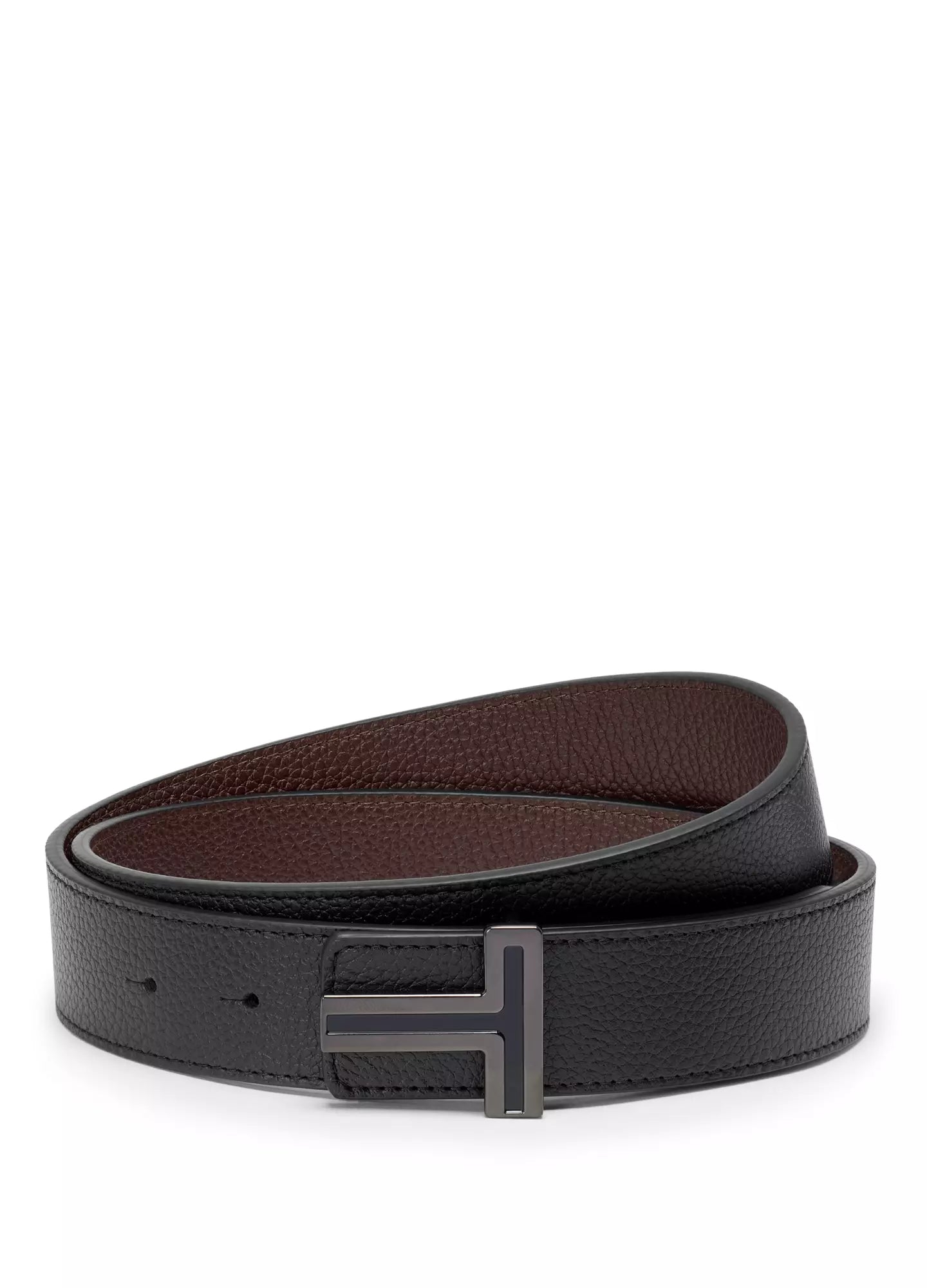 T Buckle Reversible Leather Belt 35mm